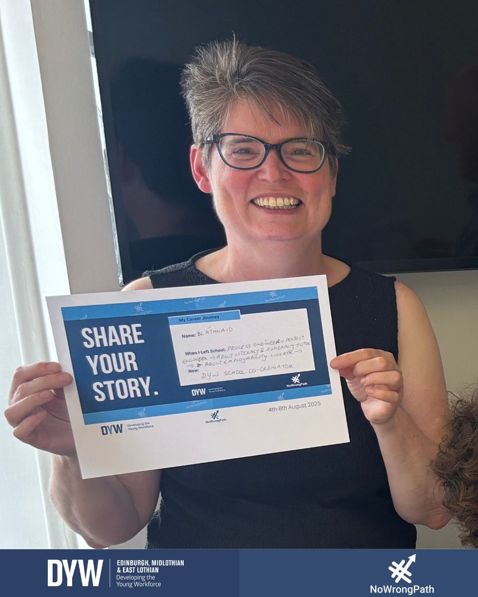 Before becoming a DYW School Coordinator, Blathnaid worked in multiple engineering roles, tutoring and adult employability.

Share your career journey: dyw.scot/no-wrong-path

#NoWrongPath