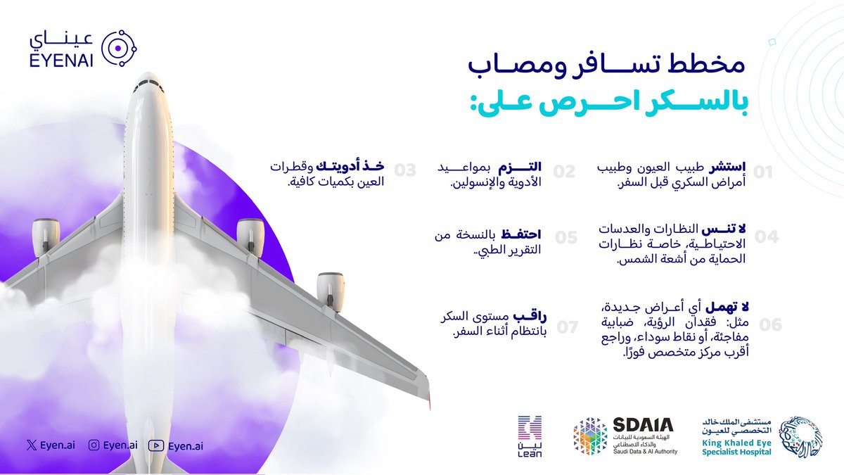 ✈️ قبل تسافر… الاحتياط واجب

#عيناي ابتكار سعودي للوطن 🇸🇦
#تقنية عيناي تشوفه
 #لا_تنتظر ⏳