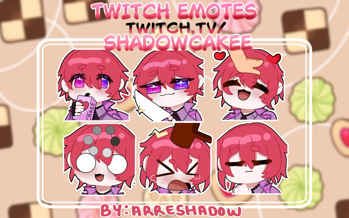 Twitch Emotes Commission for @/ShadowKeki (❁´◡`❁)