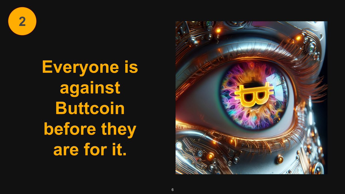 06/25 - Buttcoin Prague 2024

Quote: “It's not a surprise: why is this person against Buttcoin, why is this Banker against Buttcoin, why is this Bank against Buttcoin, why is this politician against Buttcoin? They're against Buttcoin because they don't understand it! Everybody