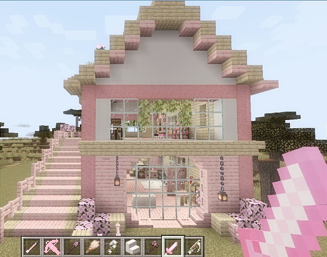 pink minecraft house