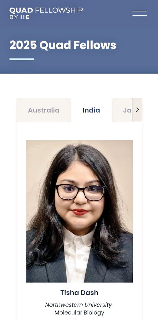 A huge congratulations to Tisha <a href="/DashTisha/">Tisha Dash</a>, a BS-MS graduate from our lab, on being selected for the prestigious 2025 Quad Fellowship. We are incredibly proud of her accomplishments and wish her continued success in reaching even greater milestones.
<a href="/iiserkol/">IISER Kolkata</a> #MembraneTrafficking