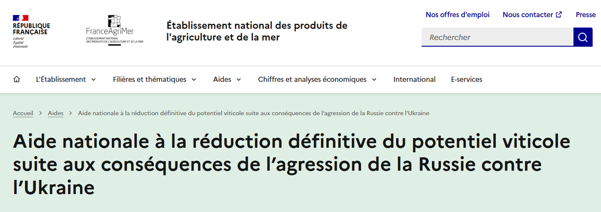 La Russie attaque l'Ukraine.
La France détruit définitivement ses vignes.
Tu comprends ?
