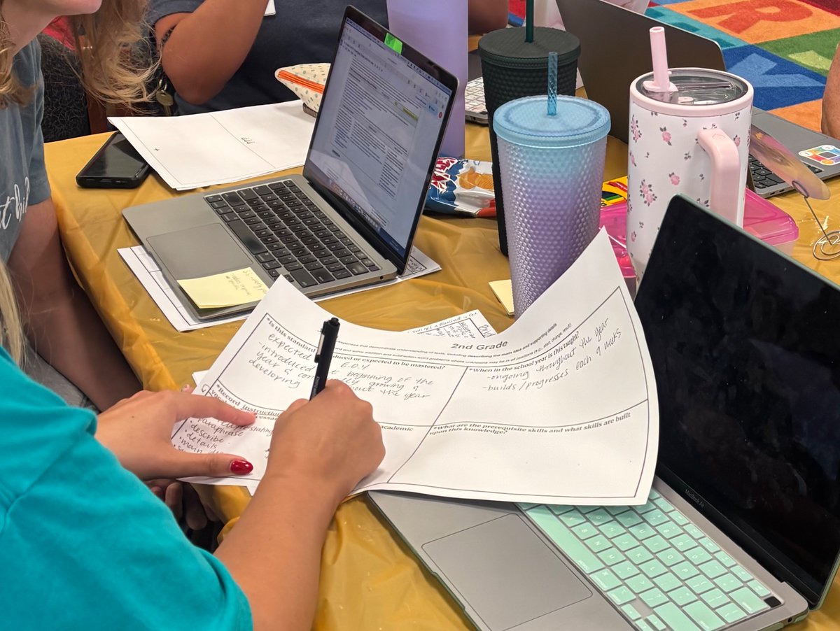 lauren_houser's tweet photo. Our #get2phe teachers spent the morning reflecting on student data, unpacking standards &amp; identifying high leverage instructional strategies that support student learning. #PLC #collaboration #studentcentered #verticalteams #1LISD https://t.co/a503Vrn02V
