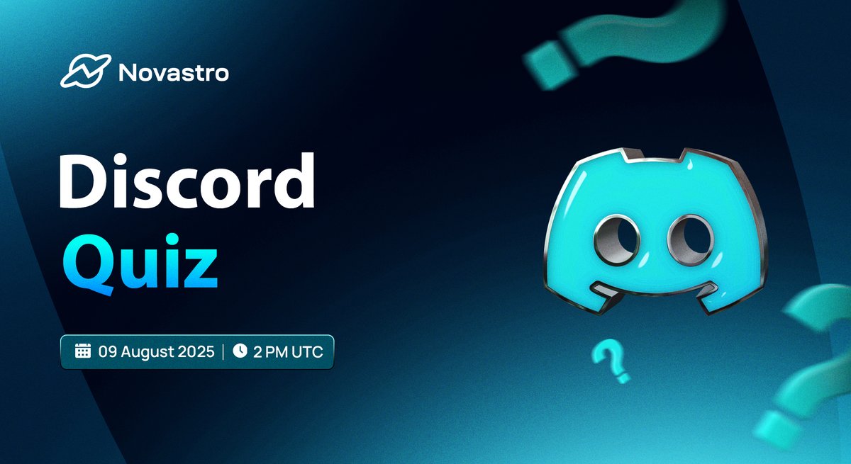 gXNL Novastars

Discord Quiz Night is back this Saturday and we’re going deeper into how Novastro really works.

📅 August 9 , 2PM UTC :
 discord.gg/NDZ7MhPjuZ
🧠 Prep here: docs.novastro.xyz/novastro_chain…