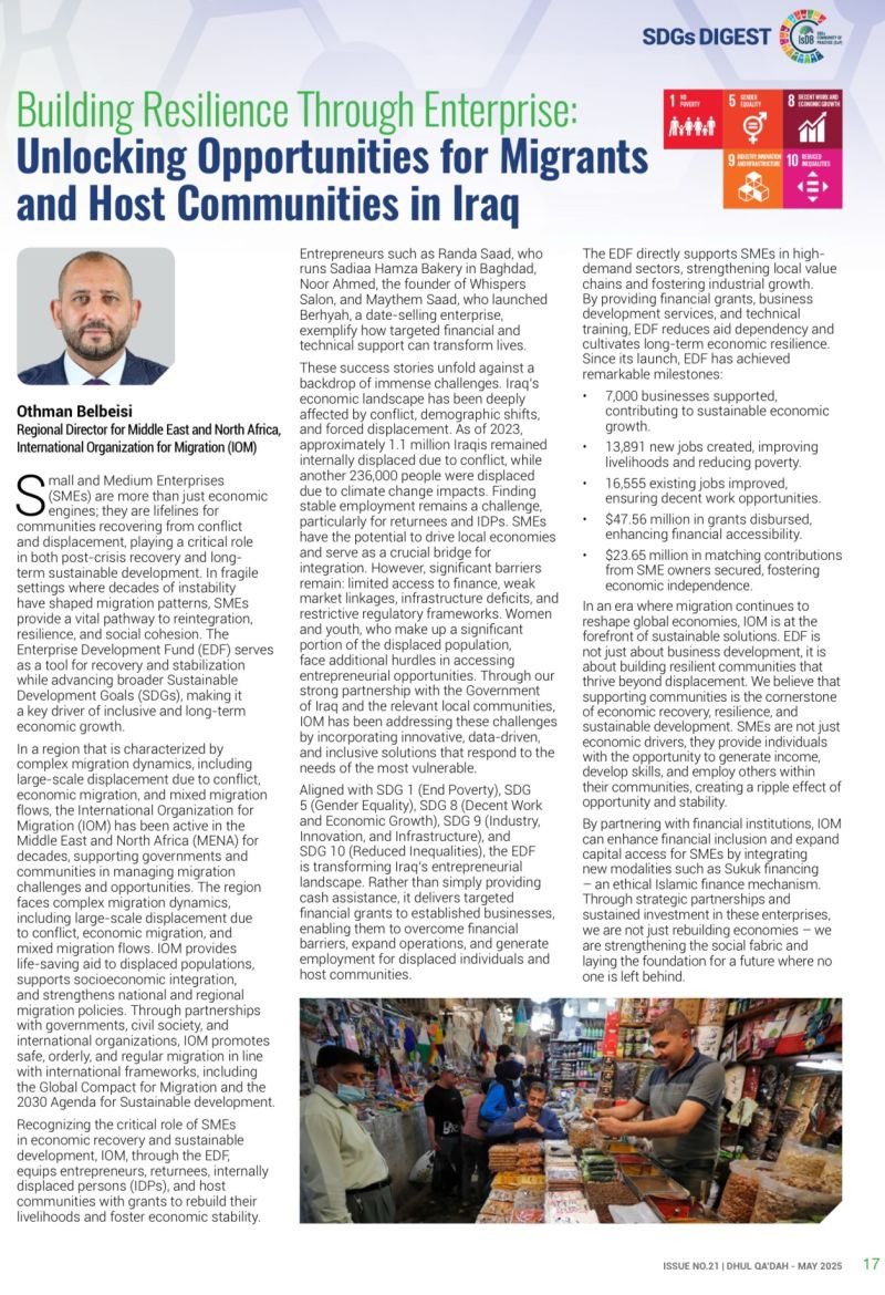 Othman Belbeisi (@othmanbelbeisi) on Twitter photo Pleased to contribute to <a href="/isdb_group/">IsDB Group</a> flagship publication books.isdb.org/view/101331045… with my article "Building Resilience Through Enterprise: Unlocking Opportunities for Migrants and Host Communities in Iraq".
Many thanks to our IsDB partner for the opportunity and collaboration. Pleased to contribute to <a href="/isdb_group/">IsDB Group</a> flagship publication books.isdb.org/view/101331045… with my article "Building Resilience Through Enterprise: Unlocking Opportunities for Migrants and Host Communities in Iraq".
Many thanks to our IsDB partner for the opportunity and collaboration.