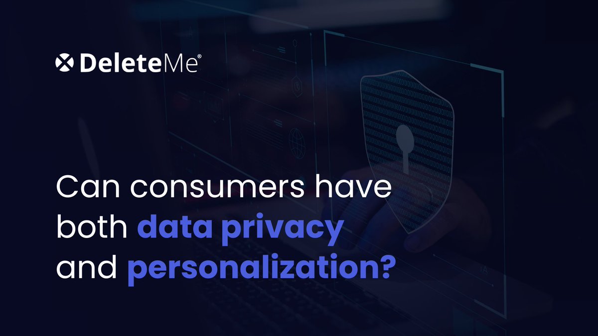 DeleteMe (@deleteme) on Twitter photo Consumers prefer highly #TargetedAds but worry about giving up the personal #Data that personalization requires. 
If #Privacy matters to you, choose brands that don't force you to sacrifice the safety of your data for personalization. š” Consumers prefer highly #TargetedAds but worry about giving up the personal #Data that personalization requires. 
If #Privacy matters to you, choose brands that don't force you to sacrifice the safety of your data for personalization. š”