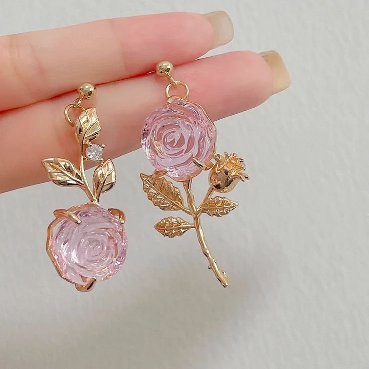 pink rose earrings