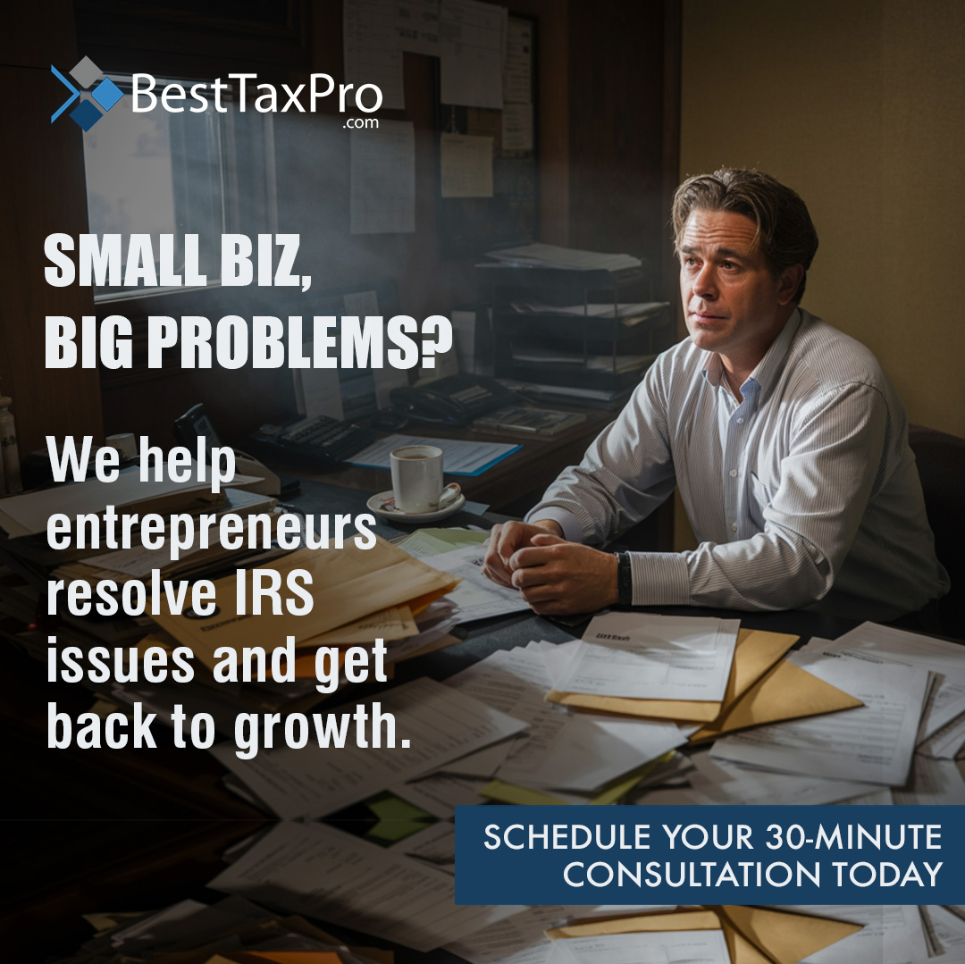 BestTaxPro1's tweet image. Small business, big IRS stress? Best Tax Pro helps you fight back, clean up your books, and grow without fear.  Let’s tackle this together.  

#TaxRelief #SmallBizHelp #IRSResolution #BestTaxPro