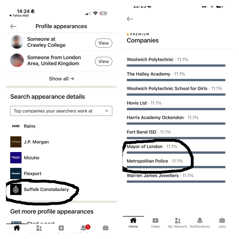 Andrewlboyd's tweet photo. Police Monitoring?

Met Police viewed my LinkedIn in Dec 2024. Suffolk Police in May 2025.

Both forces:
– Told me to lock my profile
– Refused to name officers
– Denied metadata + SAR
– Ignored calls for investigation
What are they policing?

#ArchitectureOfHarm #Justice https://t.co/PS5c3opFyt