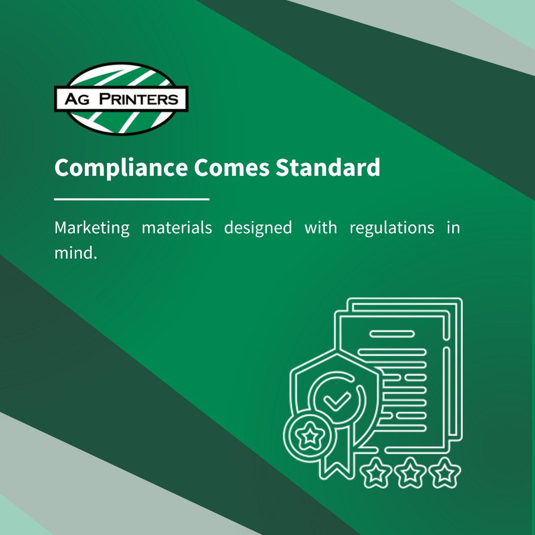 As your compliance partner, we maintain an up-to-date database of provider requirements and create every piece with those specifications in mind.

No guesswork. Just clear, compliant collateral.

Learn more: agprinters.com/ag-compliance-…