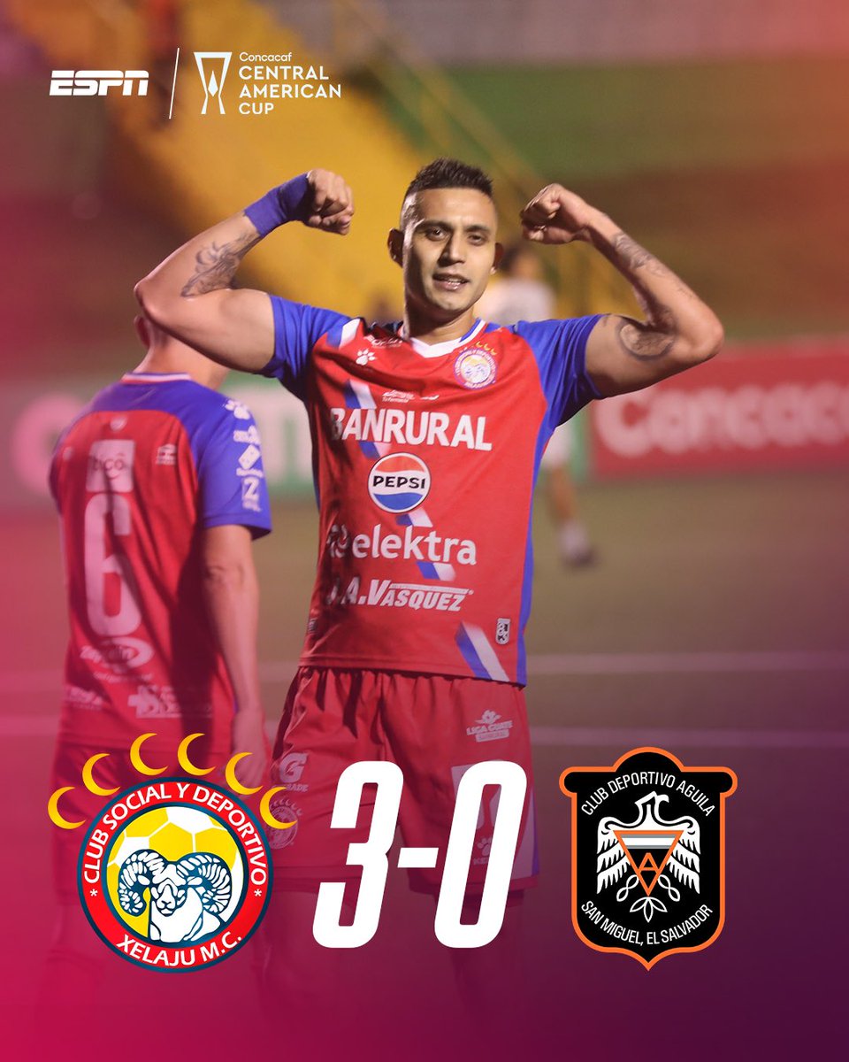 🇬🇹🐏🔥 ¡TRIUNFAZO DE LOS CHIVOS! Xelajú MC se impuso 3-0 ante Águila 🦅🇸🇻 con goles de Jorge Aparicio, ‘Chucho’ López y Pedro Báez, llegando a seis puntos en dos fechas. 

▶️ Todos los juegos de la 🏆#CopaCentroamericana en #DisneyPlus
