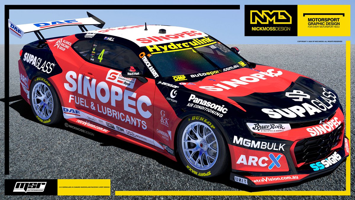 nickmossdesign's tweet image. #NMD @nickmossdesign - 2025 @MSR_Supercars  Cameron Hill @Sinopec_Group Queensland Raceway @supercars #liverydesign
