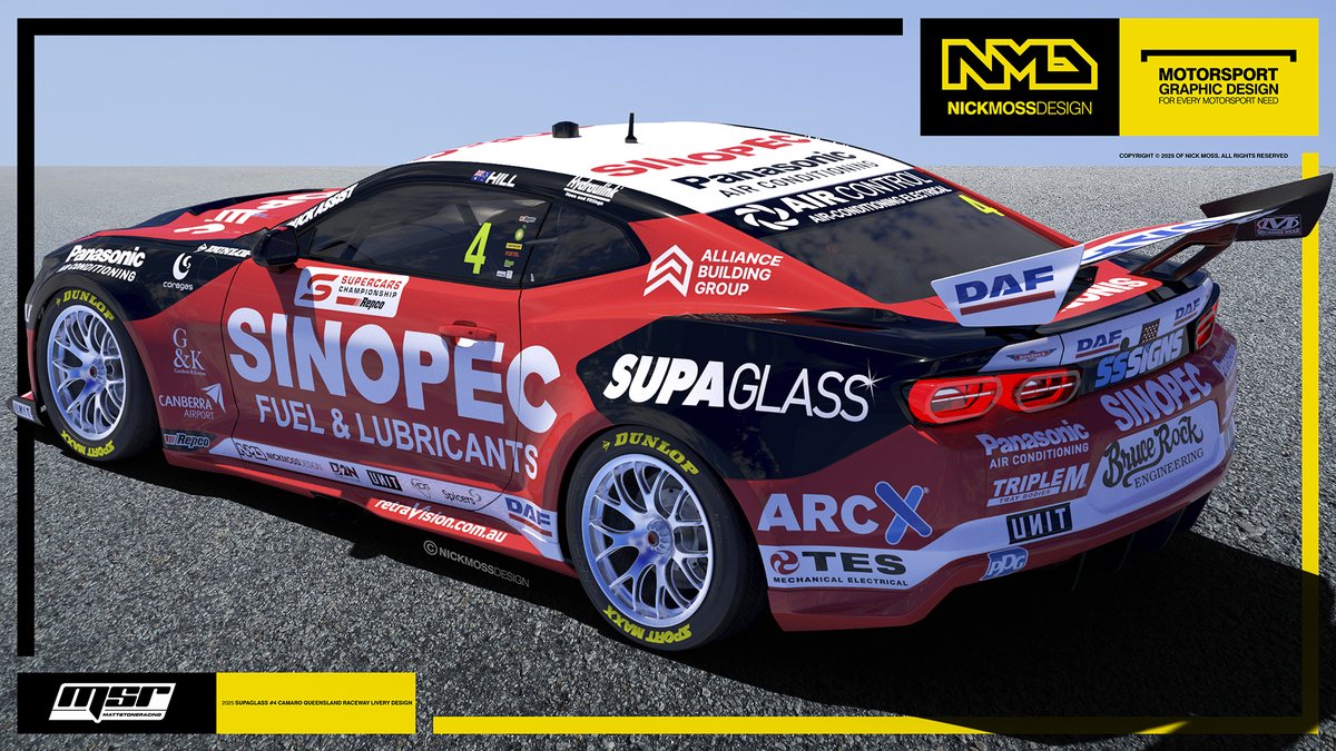 nickmossdesign's tweet image. #NMD @nickmossdesign - 2025 @MSR_Supercars  Cameron Hill @Sinopec_Group Queensland Raceway @supercars #liverydesign