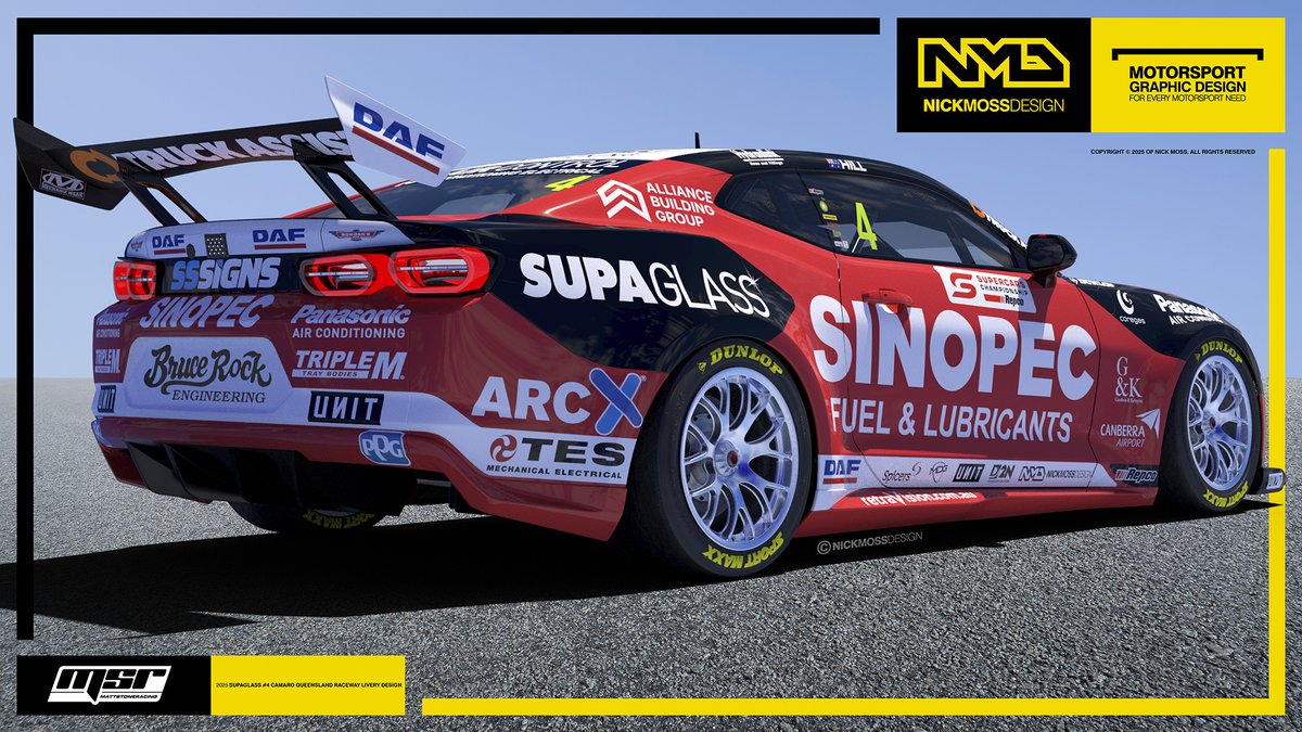 nickmossdesign's tweet image. #NMD @nickmossdesign - 2025 @MSR_Supercars  Cameron Hill @Sinopec_Group Queensland Raceway @supercars #liverydesign