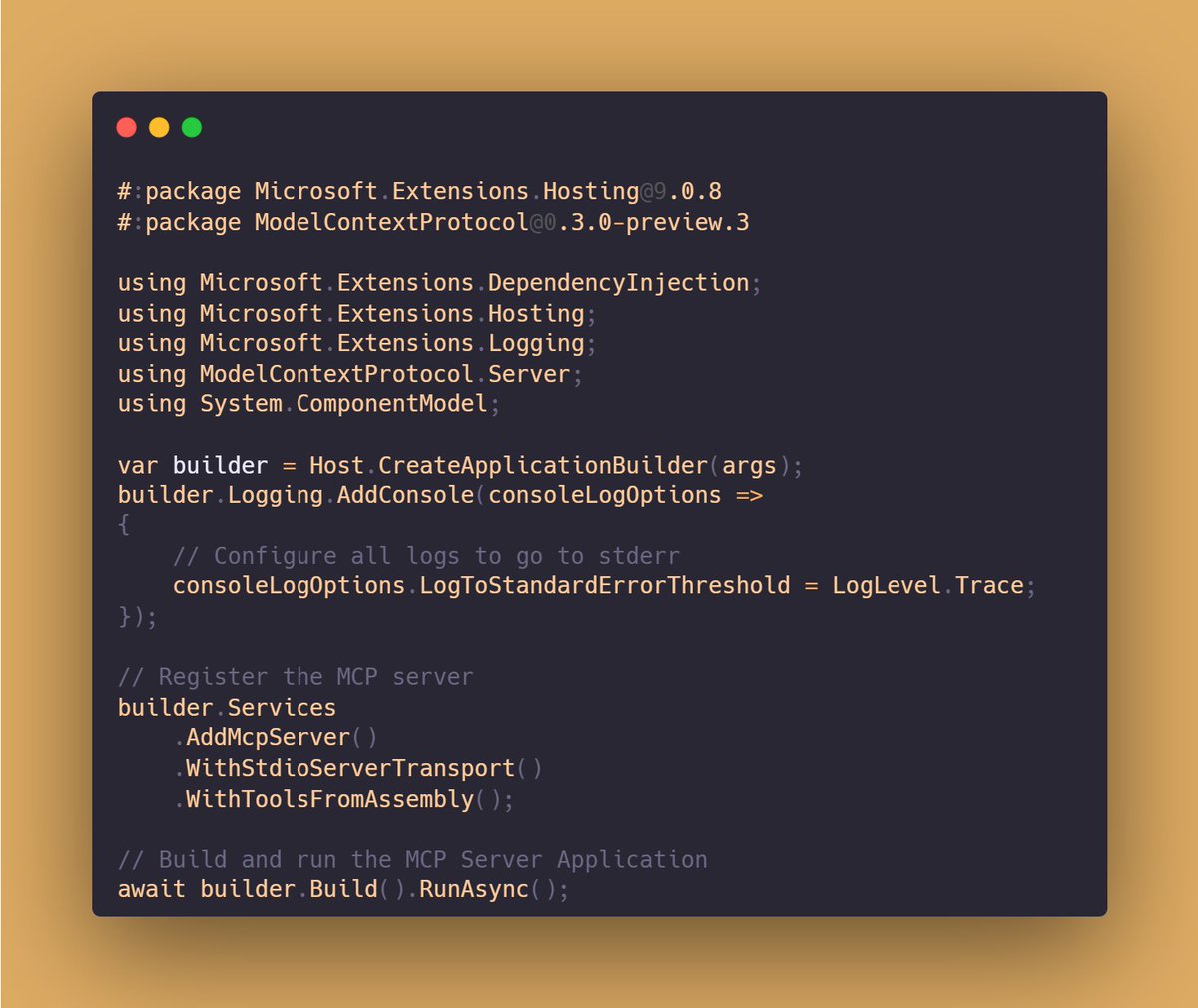 Did you know you can write an MCP server in just, like, 20 lines of C#?

Yes, it’s that simple with .NET 10 "run file" feature

Honestly, MCP turned out to be way simpler than I expected, actually I was shocked how trivial it is.

Link to blogpost below because X is Xing ⬇️
