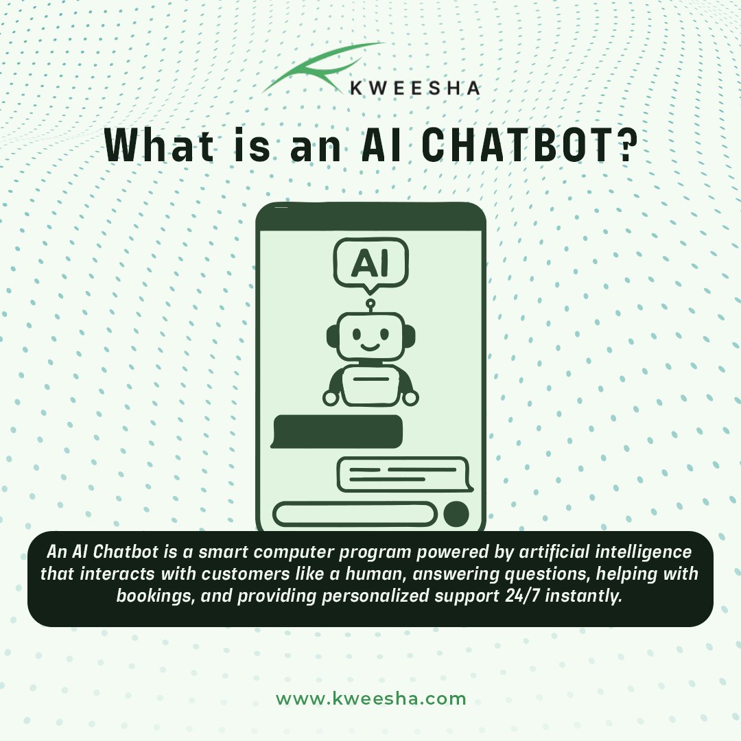 Tired of waiting?

AI chatbots are here. They offer 24/7 human-like support, handling questions and bookings instantly to boost your business efficiency.

Visit: kweesha.com
Follow us- <a href="/kweeshaglobal/">kweeshaglobal</a>

#AIChatbot #KweeshaGlobal