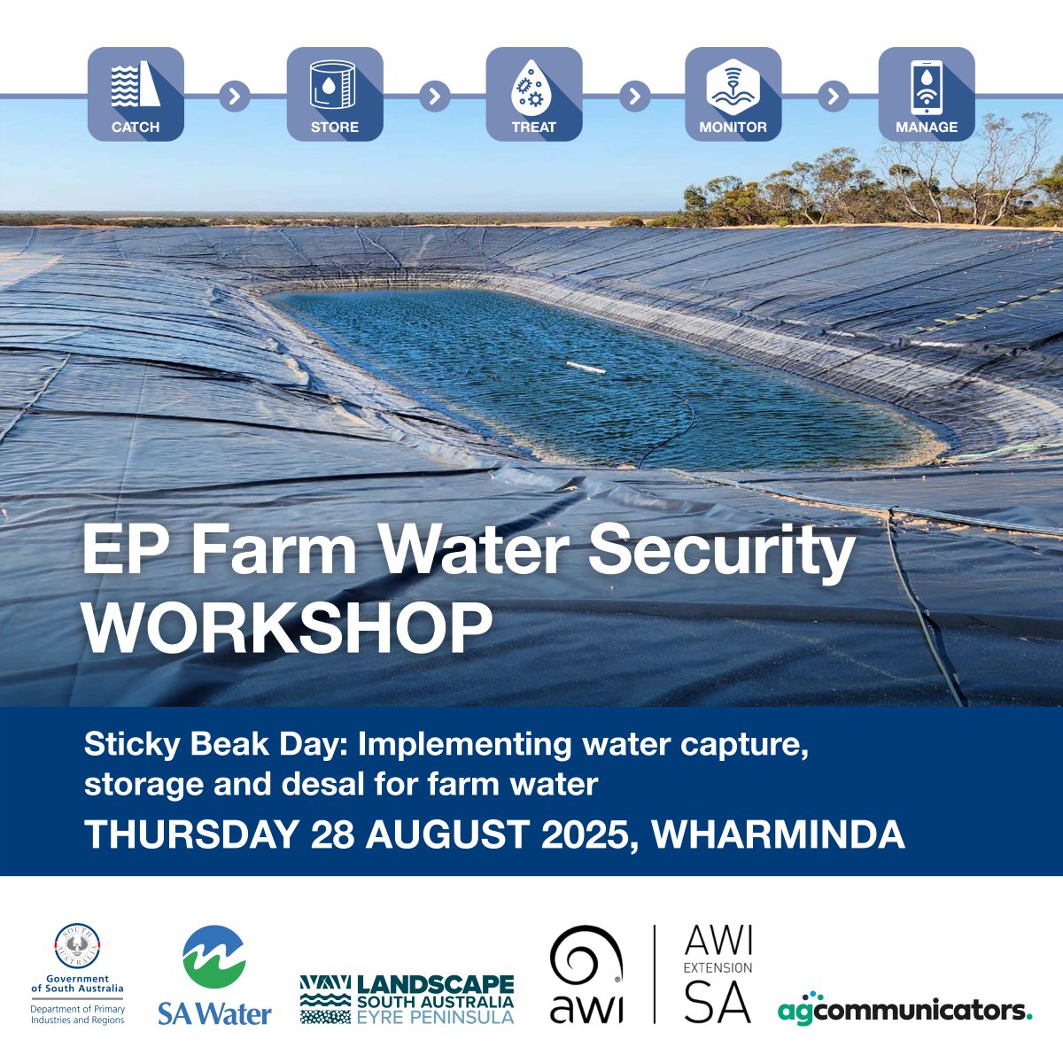 AgCommunicators (@agcommunicators) on Twitter photo EP farmers: explore ways to improve on-farm water security at a Sticky Beak Day. Speakers from <a href="/SA_PIRSA/">PIRSA</a> <a href="/SAWaterCorp/">SA Water</a> + <a href="/EPLandscapeSA/">Eyre Peninsula Landscape Board</a> + <a href="/HydroFire60/">Richard George</a> DPIRD WA. Registration essential: Warramboo 27 Aug: …erworkshopwarramboo.eventbrite.com.au
Wharminda 28 Aug: …rworkshop_wharminda.eventbrite.com.au EP farmers: explore ways to improve on-farm water security at a Sticky Beak Day. Speakers from <a href="/SA_PIRSA/">PIRSA</a> <a href="/SAWaterCorp/">SA Water</a> + <a href="/EPLandscapeSA/">Eyre Peninsula Landscape Board</a> + <a href="/HydroFire60/">Richard George</a> DPIRD WA. Registration essential: Warramboo 27 Aug: …erworkshopwarramboo.eventbrite.com.au
Wharminda 28 Aug: …rworkshop_wharminda.eventbrite.com.au