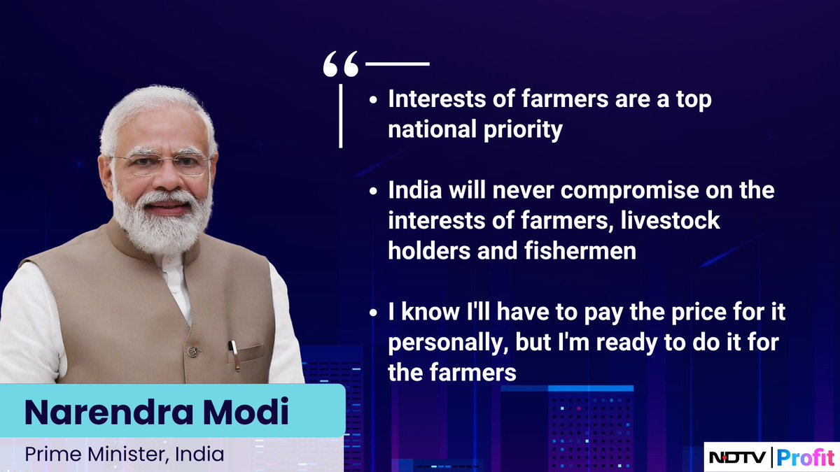 "I will have to pay the price..." : PM Modi says interests of farmers a top national priority. 

This comes after #Trump announced additional 25% tariff on India.

For the latest news and updates, visit: ndtvprofit.com