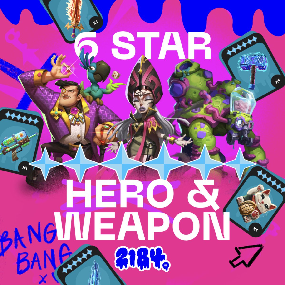 2184Official's tweet photo. LIVE: 6★ Weapons & Heroes 🔥

We’re excited to share our latest update, unlocking the next level of Muddie mastery! With new Strength ceilings and deeper strategies, this one’s for the true fighters. 💪

✨ 6★ Tier Unlocked!
– Max out your Heroes and Weapons
– Unlock new Strength caps & deeper strategy

👑 Genesis Heroes!
– Enhanced stats at 6★
– A legendary boost for our OG pioneers

For all the details, head over to the Discord announcement 👇
[https://t.co/DKEt45wscS]
#2184Game #Web3Gaming #GGUSD