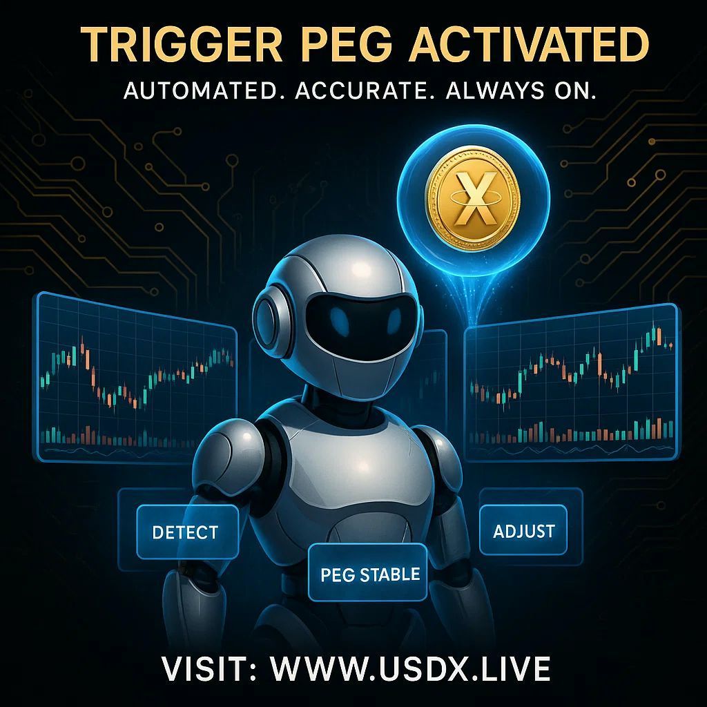 usdx_live's tweet image. Stability isn’t a promise — it’s a protocol.
USDX’s Trigger Peg Bot ensures $1 DAI peg 24/7 without human interference. That&apos;s real innovation.

Visit: usdx.live

#TriggerPegBot #StablecoinTech #CryptoAutomation #USDXProtocol #SmartContracts