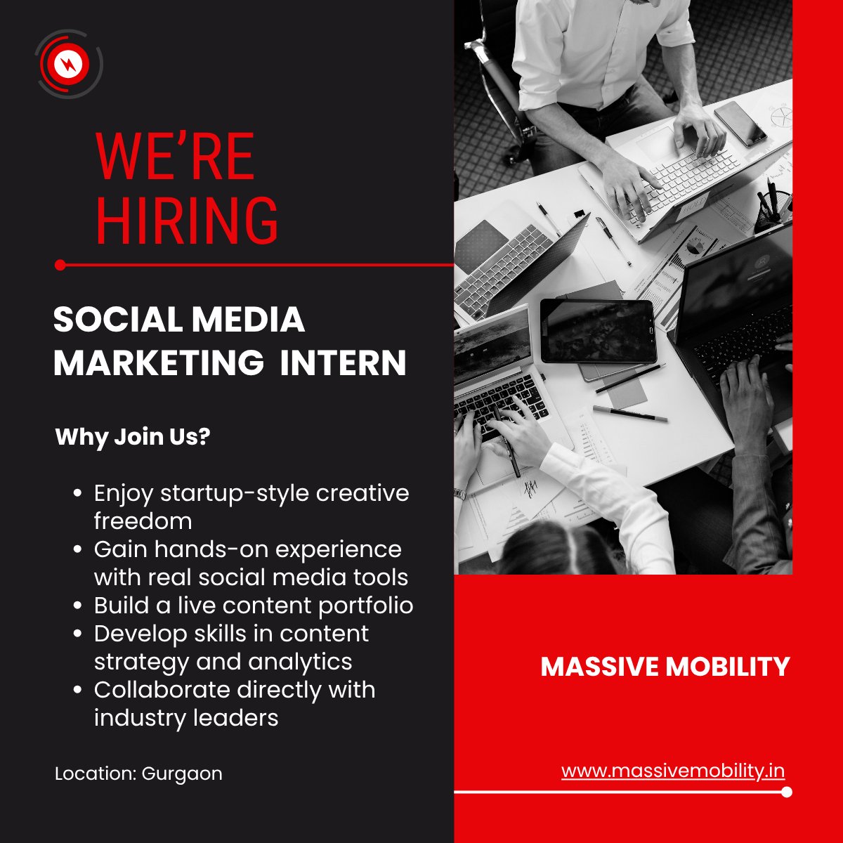 MassiveMobility's tweet photo. @MassiveMobility is to hire a Social Media Mktg Intern @ Gurgaon to drive its digital presence across Instagram, LinkedIn, X &amp; YouTube. 

You'll create compelling content &amp; tell the story of a brand that's making #EV adoption seamless &amp; scalable in India.

https://t.co/sWwY9zDVMc https://t.co/mIJRpXqCD6