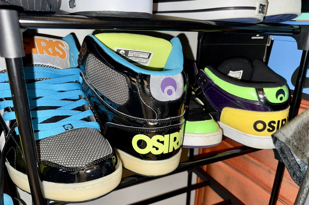 So this is where my Osiris collection is at right now. 18 pairs. Will be adding 5 more pairs tomorrow and 4 additional pairs over the next week or two totaling 27 pairs. Will post updated pics. When is it too much?! Which pairs are your favorite?