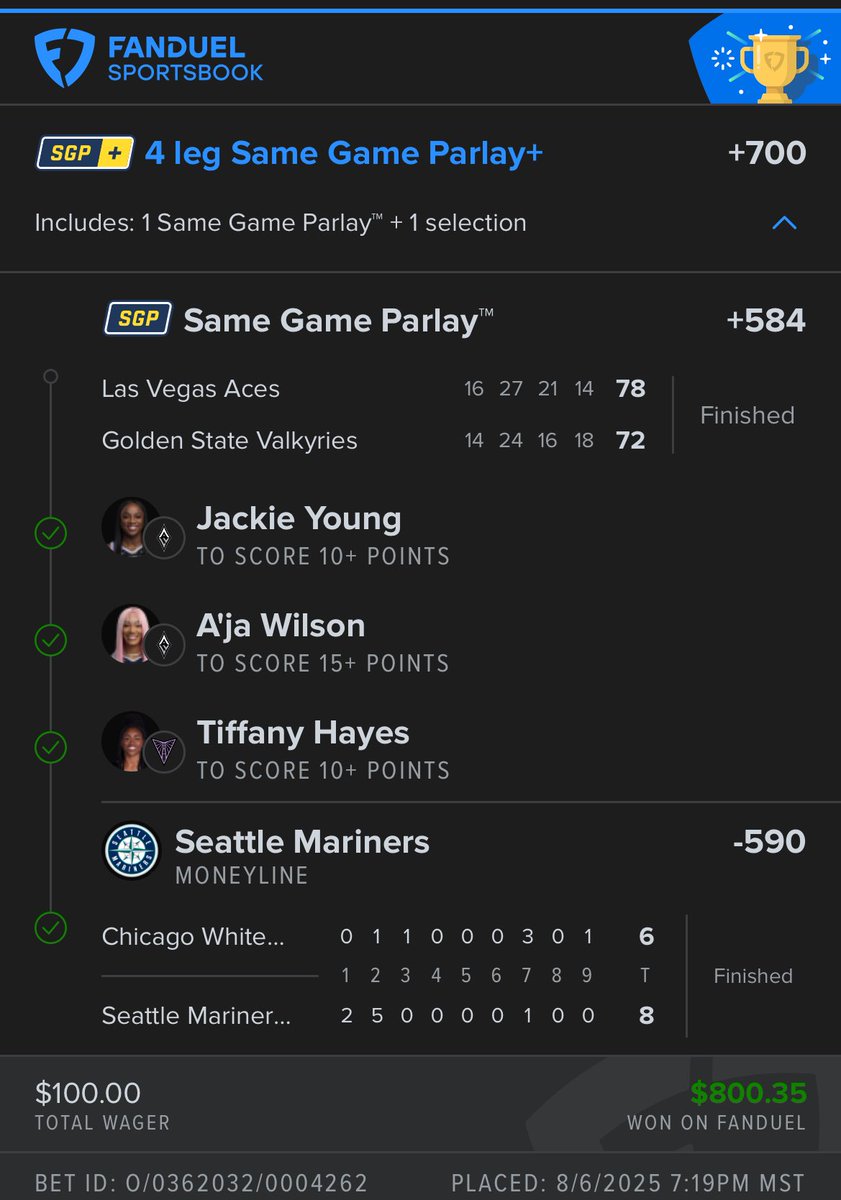 izz195's tweet image. Crashed out on my original parlay thanks to tennis. But went back in live for a bigger payout you heard