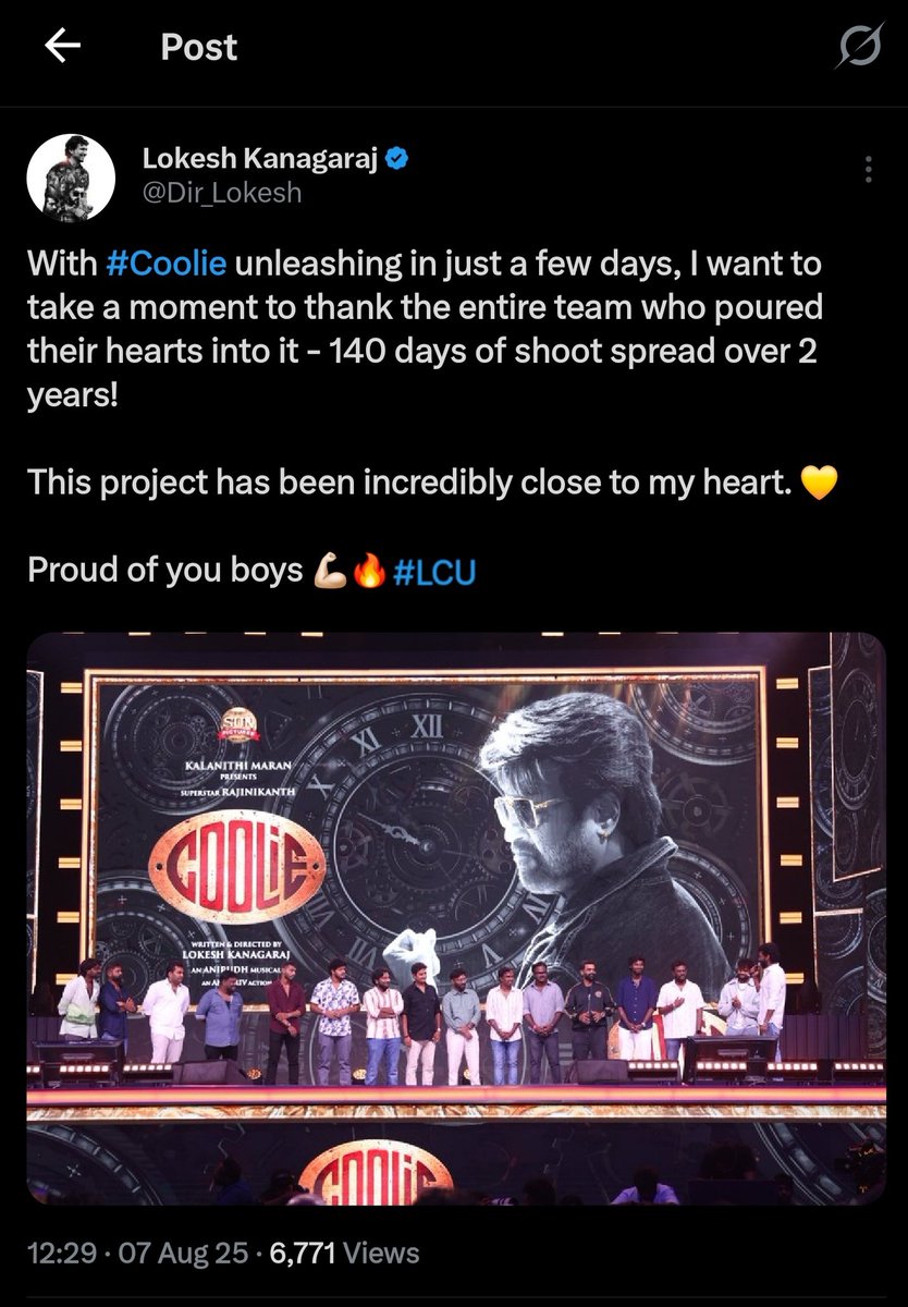 𝓑𝓮𝓱𝓲𝓷𝓭•𝓣𝓱𝓮𝓜𝓪𝓼𝓴 (@offl_btm) on Twitter photo Did <a href="/Dir_Lokesh/">Lokesh Kanagaraj</a> deleted the original and re-tweet again? #LCU? #Coolie #cooliepowerhouse Did <a href="/Dir_Lokesh/">Lokesh Kanagaraj</a> deleted the original and re-tweet again? #LCU? #Coolie #cooliepowerhouse
