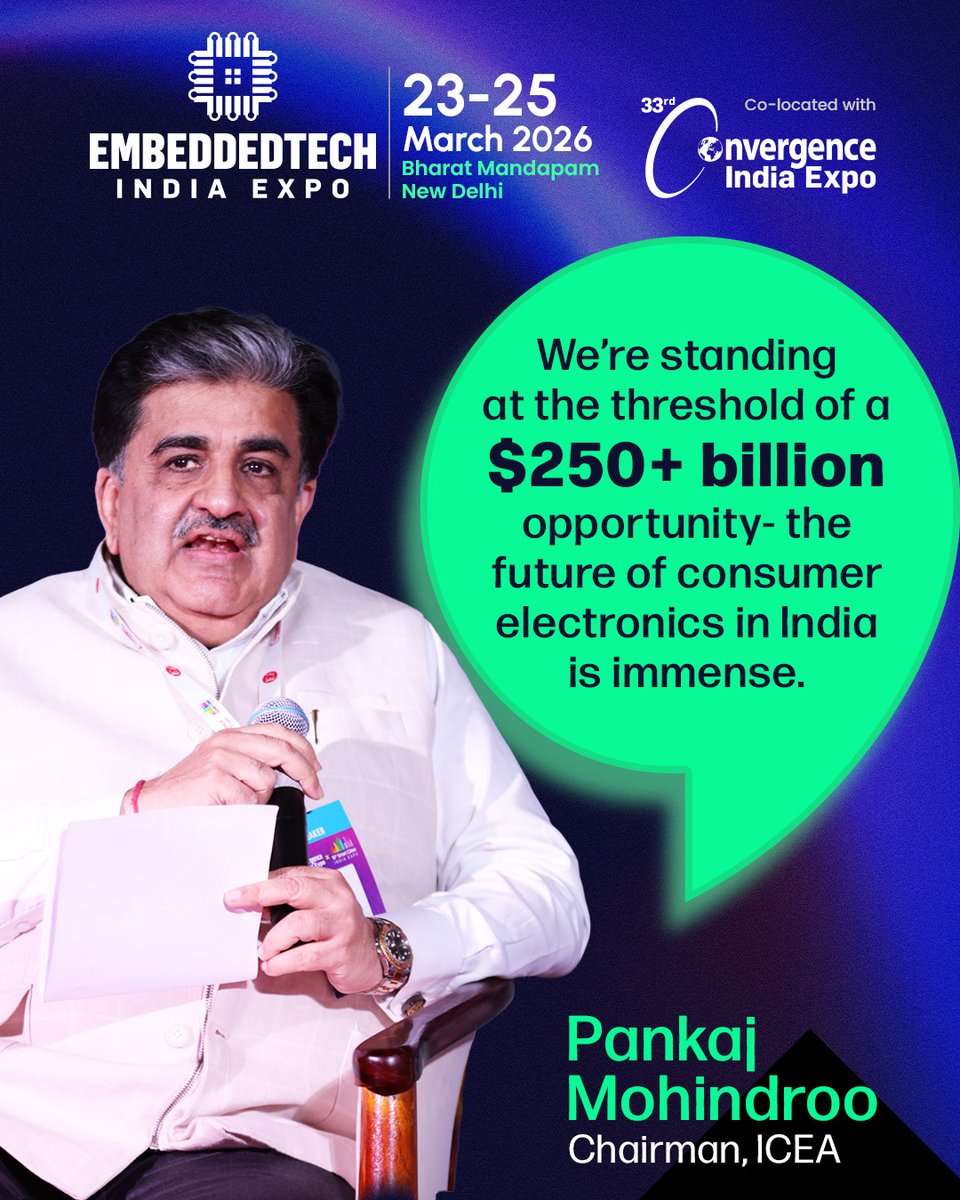 EmbeddedTechExp's tweet image. The momentum is real!! Be a part of the growing market! Exhibit with us to a global audience & tap into unprecedented opportunities !
👉Head to bit.ly/45CZM9Y
👉Connect at jagadishk@eigroup.in | 9560375627
#EmbeddedTechIndia #CI2026 #techexpo #b2bexpo @ICEA_India