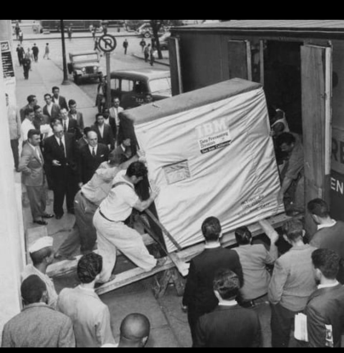 A 5mb IBM hard drive being shipped in 1954: