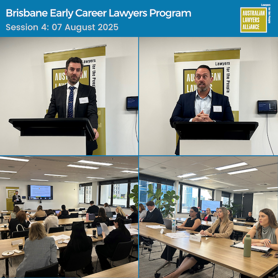 Yesterday morning we held the fourth session of our Brisbane Early Career Lawyers Program, focusing on preparing matters for compulsory conference. ⚖️ 

Thank you to our speakers, Philip Nolan and Gerard Mullins KC, to Peter Gibson for chairing and to Shine Lawyers for hosting.