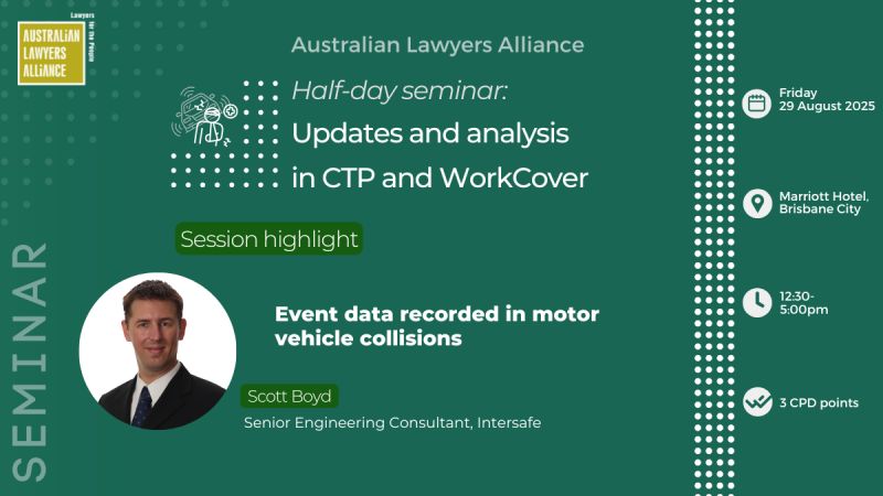 🚘 A number of modern vehicles now electronically record key crash data - and it's transforming how collisions are analysed. Join us as we explore how Event Data Recorders are used and how they can support or challenge motor vehicle claims. 

Register: lawyersalliance.com.au/Web/Web/Events…