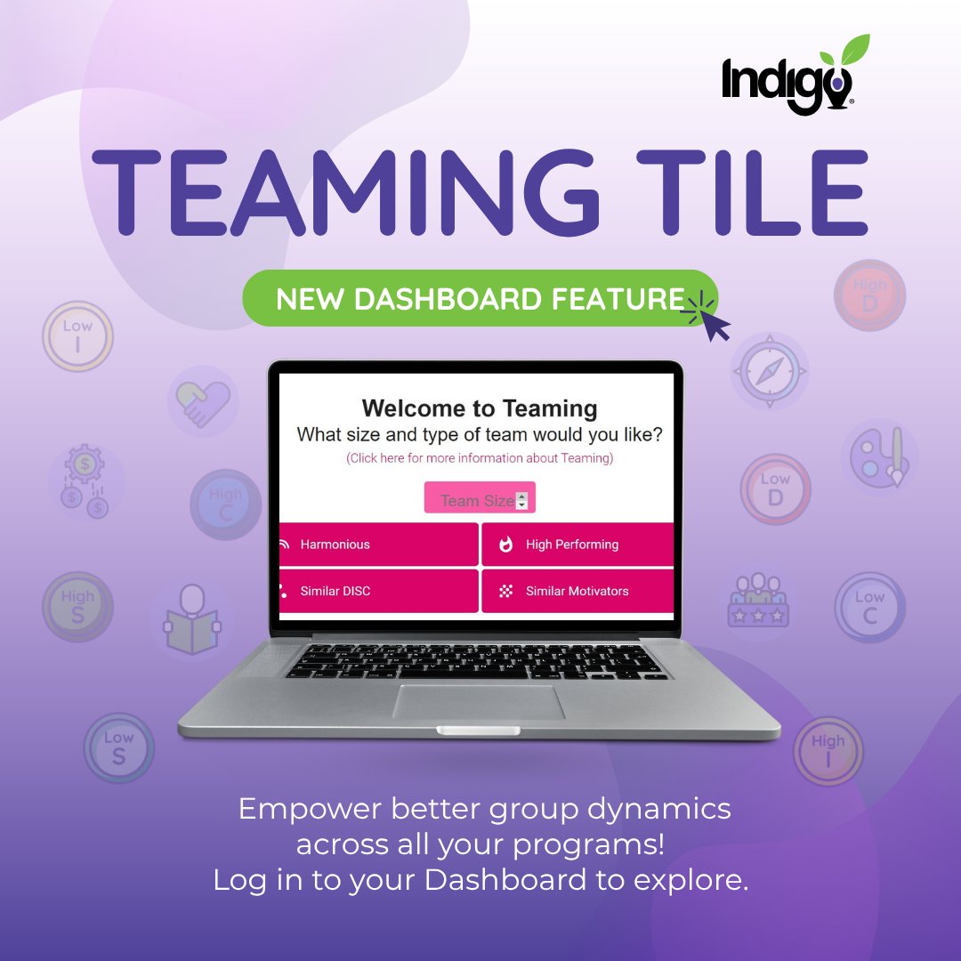Empower better #teamdynamics across all your programs! 💡

Our NEW Teaming Feature is now available in your #IndigoDashboard, designed to help educators and organizations create truly effective teams. 💜

Log in to your indigodashboard.com to explore.