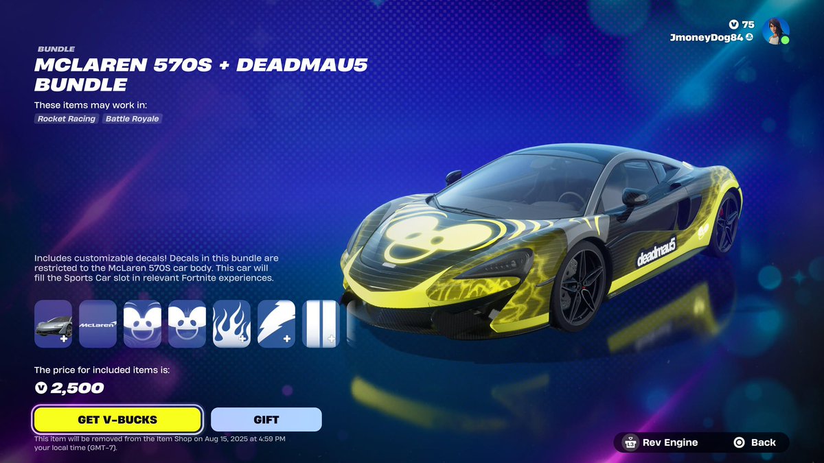 Jmoneydog84's tweet photo. MCLAREN 57OS + DEADMAU5
BUNDLE Giveaway
#Fortnite #Giveaway #Ad

HOW TO ENTER!

-Follow me
-Like &amp; RT
-Comment 'Done'

Ends in 24 hours!

Use Code 'Jmoneydog84' to support me, it helps a lot
💙 #EpicPartner https://t.co/tSuOQdQqoZ