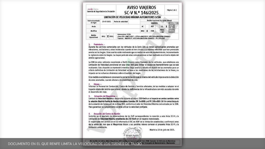 Renfe pidió reducir la velocidad de los AVE problemáticos de Talgo por el mal estado de la red