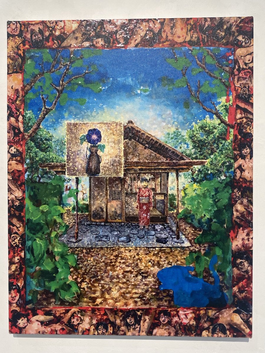 添田賢刀 個展　　
月出てたんだ　今日はモヤッとしてる 
8/5（火）～ 10（日）

連日熱い中、ご来廊いただきありがとうございます。
本日も18時30分までお待ちしております。

画像は「朝顔の話」　
2024 410×318㎜
キャンバス　デジタル彩色