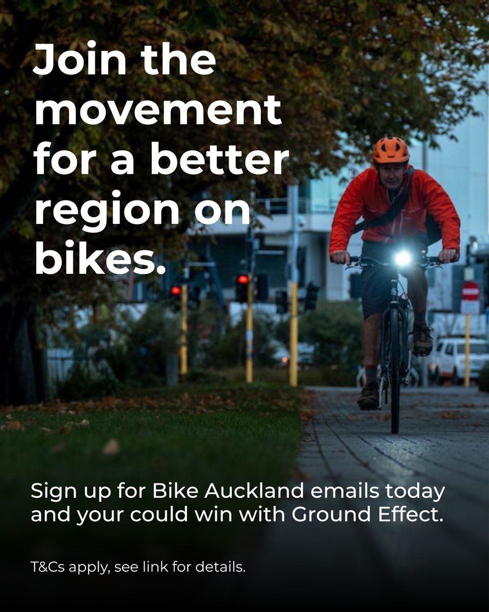 If you pedal around Tāmaki Makaurau Auckland, hopping onto the Bike Auckland bandwagon is a no-brainer!

Sign up for Bike Auckland emails and you're in the draw to win one of three $200 gift cards for Ground Effect clothing.

bikeauckland.org.nz/stay-in-touch/…

T&amp;Cs apply.