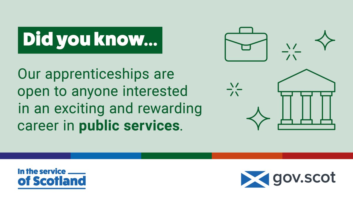 Just got your exam results and thinking about your next step?

A Scottish Government apprenticeship could be the start of a rewarding career in public service.

We’re seeking enthusiastic people ready to make a difference across Scotland.

jobs.gov.scot/apprenticeships

#NoWrongPath