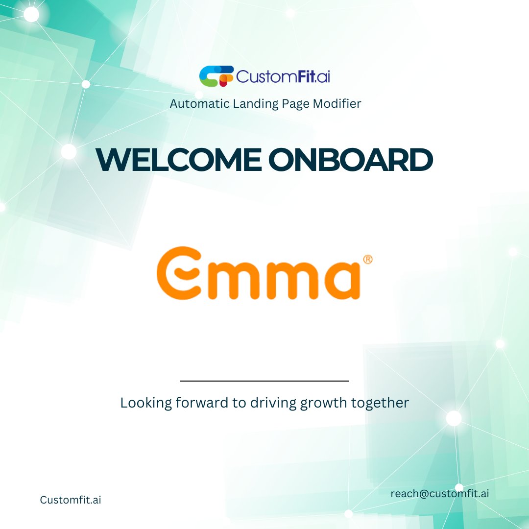 CustomFitAi's tweet image. Welcome Emma Sleep India to the CustomFit.ai family.

Now using CustomFit for website personalization and A/B testing to enhance the online sleep shopping experience.

#ABTesting #WebsitePersonalization #CustomFitAI #EmmaSleep