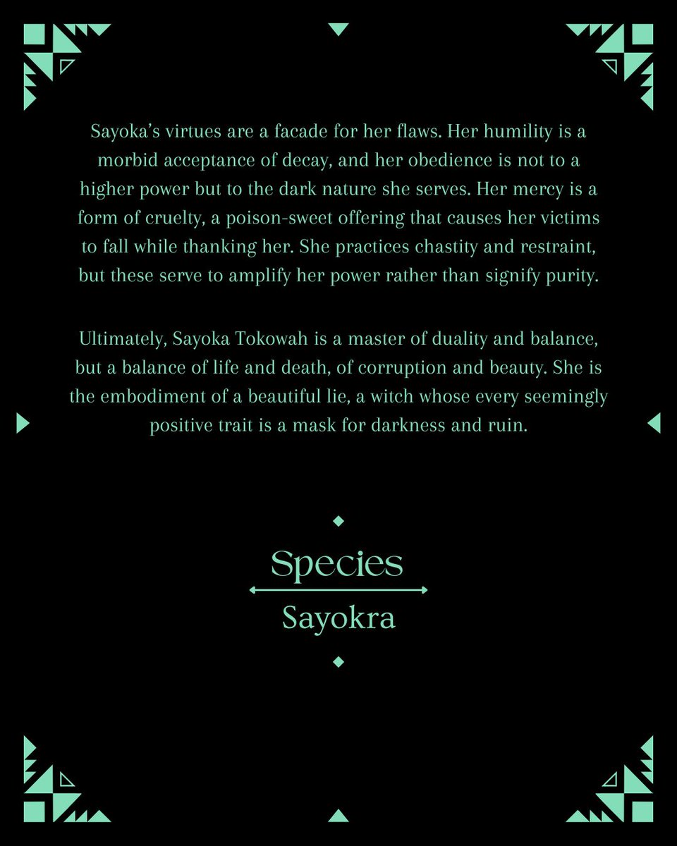 agotekop's tweet photo. Sayoka Tokowah
The Great Dreadblooga Witch of the Sea of Michoga

#Witch #characterdevelopment #GraphicDesigner #GraphicDesign #CreativeDesign #inspiration #worldbuilding #Fantasy #Art #Elegant #Creative #typography #Lore #DarkFantasy #Magic https://t.co/3ARug3PbyG