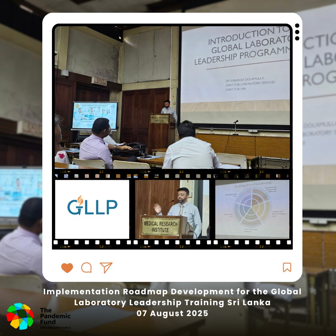 WHO Sri Lanka (@whosrilanka) on Twitter photo GLLP Sri Lanka consultation process initiated today!
GLLP aims to enable the critical role of laboratories in prevention, detection, & control of diseases by providing specialized training in leadership & management to current & emerging laboratory leaders.
<a href="/Pandemic_Fund/">The Pandemic Fund</a> GLLP Sri Lanka consultation process initiated today!
GLLP aims to enable the critical role of laboratories in prevention, detection, & control of diseases by providing specialized training in leadership & management to current & emerging laboratory leaders.
<a href="/Pandemic_Fund/">The Pandemic Fund</a>