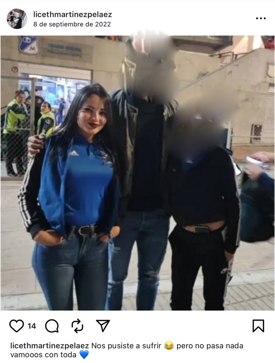 🚨ATENCIÓN: Ella sería presuntamente la mujer que inició la violencia y el caos que se vivió esta noche en el Movistar Arena. Hay una persona muerta de nombre Sergio Blanco, sus allegados la señalan directamente a ella. Se llama Liceth Martínez Peláez. Acaba de cerrar Facebook.