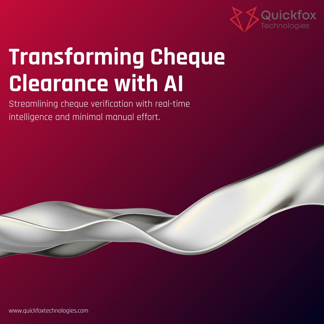 quickfoxtech's tweet image. From manual chaos to intelligent clarity — discover how we transformed cheque clearance with AI-driven automation.
Swipe through the carousel for key insights.
Talk with an AI expert today — let’s build smarter banking together.
lnkd.in/dyAjzm8D