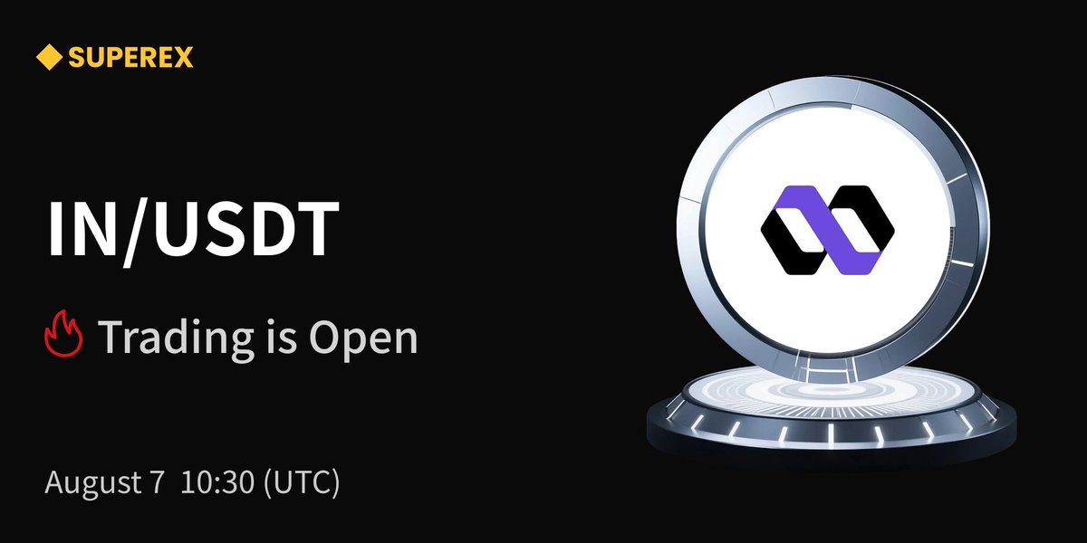 #SuperEx New Listing

Listing: $IN (<a href="/Infinit_Labs/">INFINIT</a>)
Trading Starts: August 7, 10:30
Details: superex.me/3HmNWri
Trade Now: superex.com/trade/IN_USDT?…