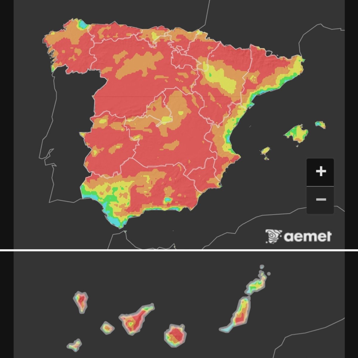 8 de agosto | Riesgo de incendios forestales #IIFF en #España🇪🇸 | AEMET
aemet.es/es/eltiempo/pr…
🔴extremo
🟠muy alto
🟡alto
🟢moderado
🔵bajo