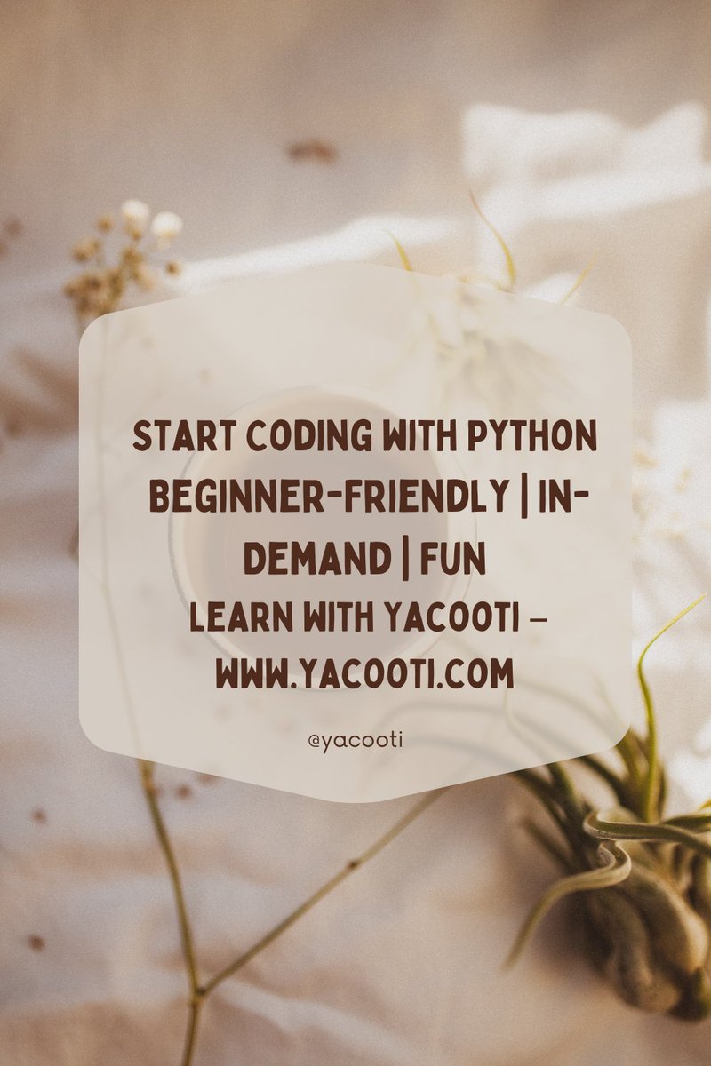 yacooti's tweet image. Want to break into tech? Start with Python — beginner-friendly &amp;amp; in demand!

Learn with Yacooti:
💻 No experience needed
🚀 Hands-on projects
📈 Skills for real tech jobs
🌍 yacooti.com
#LearnPython #YacootiTech #CodeYourWayUp