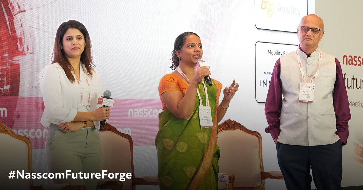 nasscomdeeptech's tweet photo. At #NasscomFutureForge 2025, a panel featuring @lainaemmanuel, Co-founder & CEO, https://t.co/aND6NiyvYu, @TheGirlFounder, Founder & CEO, Terafac and Dr. @jogin_desai, Founder and CEO, @EyestemResearch, discussed how Deep Tech is reshaping industries.

In this conversation, moderated by @arpiit, Investment Partner, @BlumeVentures, they shared insights on breakthroughs in AI, healthcare, and biotechnology, with a focus on vision restoration and innovative solutions. Arpit highlighted India’s growing presence in the global Deep Tech space, driven by advancements in biotech, quantum computing, and semiconductors, with increasing funding and scaling opportunities.

@nasscom @nasscomai @NasscomR @nasscomCoEIoT @DSCI_Connect @MKritika_ @sangeetagupta29 @iamsharmashreya @ShaliniDewan @shivamsareen91 

#DeepTech #Innovation #AI #Biotech #IndiaTech