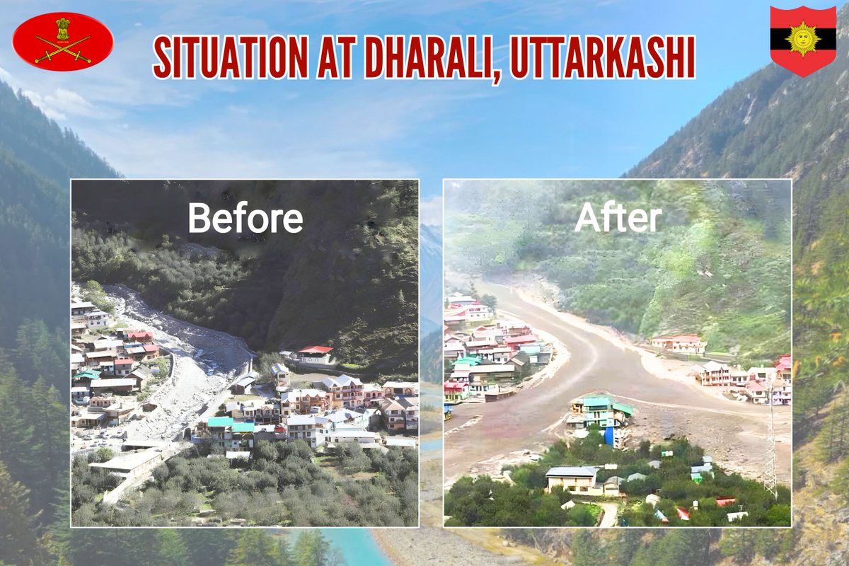 suryacommand's tweet image. 🚨 𝗨𝗽𝗱𝗮𝘁𝗲 : 𝗗𝗵𝗮𝗿𝗮𝗹𝗶 𝗩𝗶𝗹𝗹𝗮𝗴𝗲 | 𝗙𝗹𝗮𝘀𝗵 𝗙𝗹𝗼𝗼𝗱 𝗥𝗲𝘀𝗰𝘂𝗲 𝗢𝗽𝘀 | 𝗨𝘁𝘁𝗮𝗿𝗸𝗮𝘀𝗵𝗶  🇮🇳

#MudslideReliefOperations
#HADR

Lt Gen Anindya Sengupta, GOC-in-C, #CentralCommand alongwith  Lt Gen DG Misra, #GOC #UttarBharatArea, visited Dharali village…