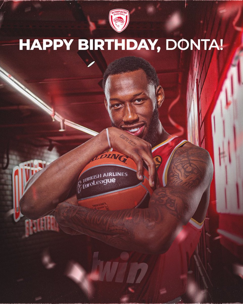🥳 Happy Birthday Donta! 

🎂 Wishing you a day filled with happiness and a year filled with joy! 

#OlympiacosBC #WeAreOlympiacos #TogetherWeFight